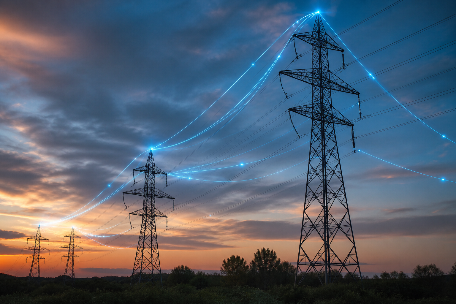 Utility transmission towers with connected smart-grid data network