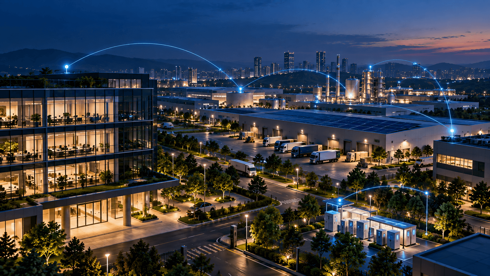 Commercial energy infrastructure with connected data intelligence overlay
